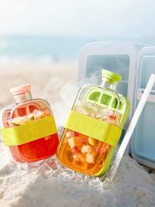 One-Piece 2-In-1 Ice Cube And Water Bottle, Large Capacity Ice, Portable Ice Cup With Straw, Squeeze-Release Ice Cube, Reusable Ice Mold For Cold Drinks, Suitable For Kitchen Family Fridge Freezing, Outdoor Camping, Picnic, Beach Trip, Party, Fruit - Multicolor - View 6