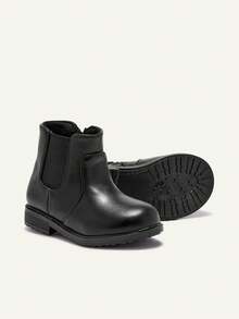 Cozy Pixies Autumn And Winter Fashion Versatile Fun Cute Comfortable Wear-Resistant Black Basic Girls Chelsea Boots Baby Boots - Black - View 6