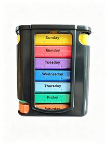 7-Day Stackable Pill Box, 4 Times Daily Compartment Travel Medicine Organizer For Vitamins & Medication, Ideal Gift For Elderly - Multicolor - View 8