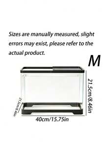 Desktop Paludarium With Cover, Clear Household Turtle Tank, Multi-Purpose Ecosystem Aquarium For Goldfish And Hydroponic Plants, Mini Landscape Fish Tank Suitable For Living Room Decor - Black - View 4