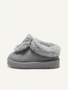 Cozy Pixies Girls Bow Decoration Grey Fashion Warm Winter Slippers For Outdoor Leisure Activities And Daily Home Wear - Grey - View 3