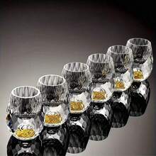 Hua Crystal Gold Mountain Whiskey Glass, 0.5oz/15ml Home Wine Glass, Premium Barware Set, Exquisite Handmade Liquor Glass, Suitable For Vodka And Home Bar Decor - View 4
