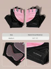 GLOWMODE Train Strong Anti-Slip Fitness Gloves With Padded Protection, Silicone Grip Palm, Breathable Mesh & Reflective Logo Gym Workout Training Gear - Pink - View 7