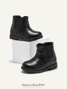 Cozy Pixies Autumn And Winter Fashion Versatile Fun Cute Comfortable Wear-Resistant Black Basic Girls Chelsea Boots Baby Boots - Black - View 3