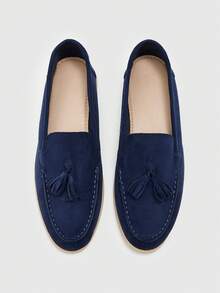 CUCCOO BIZCHIC Women's Round Toe Flat Loafers, Removable, Suitable For Daily Casual Wear, Applicable For Office And Outdoor Fall Shoes - Dark blue. - View 2