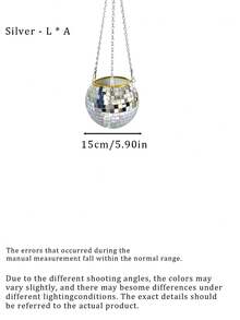 Disco Ball Silver Flower Pot With Chain Glass Mirror Hand-Made Handicrafts Suitable For Outdoor Gardens, Offices, Homes, Decorative Crafts - Multicolor - View 4