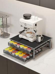 1pc Coffee Machine Stand With Pull‑Out Drawers, Metal Coffee Capsule Holder Organizer For Kitchen Countertop - Multicolor - View 10