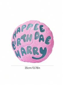 HARRY POTTER X SHEIN Birthday Cake Pink Letter Pattern Throw Pillow - Pink - View 4