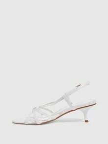 CUCCOO SZL 女款 5.5CM 高跟涼鞋 圓頭露趾 小貓跟 交叉綁帶 白色 性感百搭優雅 日常通勤/海灘/派對 - 白色.. - 查看 4