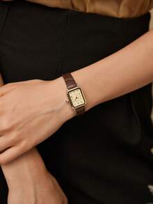 MOTF PREMIUM RELOJ DE MUJER DE CUADRADO DORADO ROSA CON NÚMEROS ROMANOS - Marrón - Ver 8