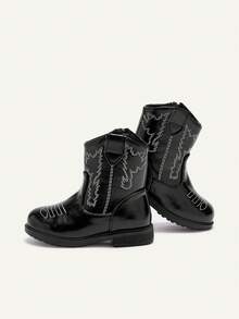 Cozy Pixies Autumn And Winter Fashion Versatile Fun Cute Comfortable Wear-Resistant Black Embroidery Fun Pastoral Baby Ankle Boots Western Cowboy Boots - Black - View 8