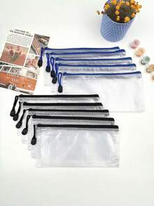 Clear Pen Bag 10 Pcs Mesh Zipper File Pouch Waterproof Travel Storage For School Supplies Tickets Cosmetics Stationery Back To School Student Backpack Must Have Smart Choice - A6 - View 6