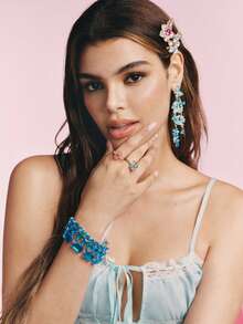 Popjeli Women's Turquoise Tennis Chain Bracelet Heart Cut Full  Crystal Stone SSparkling Adjustable Bracelet For Daily Party Jewelry - Blue Love Tennis Chain Bracelet - View 6