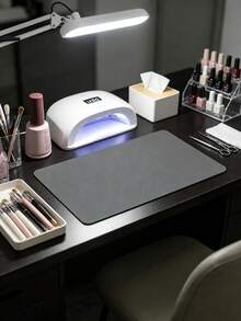 Waterproof And Durable Nail Art Table Mat, Made Of Waterproof And Soft PU Leather, Designed For Studio Tabletops And Foldable Nail Art Armrests. Ideal For Nail Artists In Salons And For Home Use. - Grey - View 2