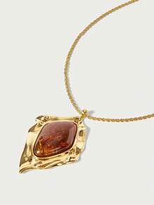 Glisma 18k Resin Necklace Niche Personalized Necklace - Gold-brown necklace - View 2