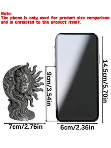 1Pc Creative Sun And Moon Double‑Sided Statue, Vintage Mythical Face Figurine, Artistic Tabletop Ornament For Home And Office Decor - multicolor - View 3