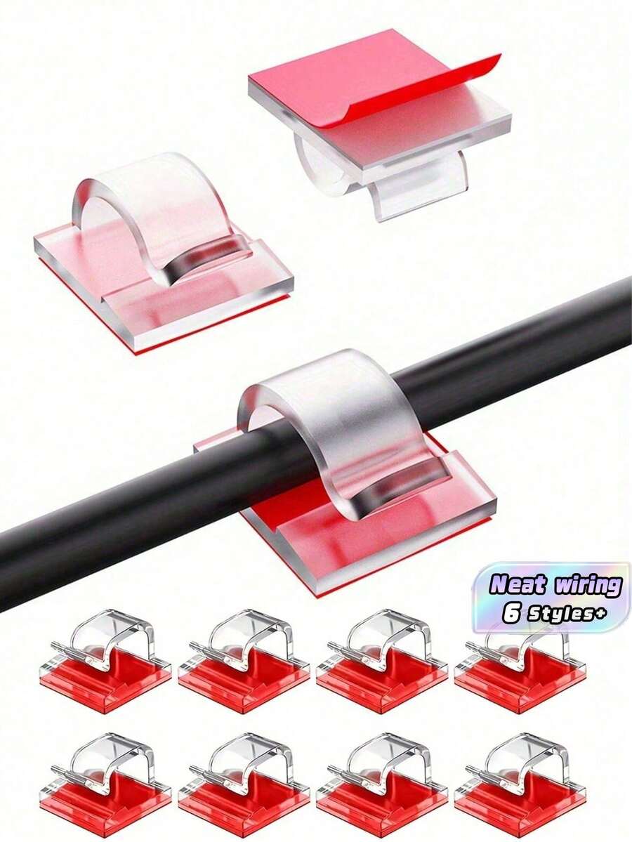 100/60/40/30/20/10/5pcs Outdoor Adhesive Cable Clips, Christmas Light Clips, Decorative Clips, Self-Adhesive Hooks, Wire Management Clips, Fairy Light Accessories - White - View 1