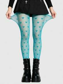 ROMWE Goth Love High Elastic Jumpsuit Fishing Net Socks Are Suitable For Matching Skirts - lake blue - View 2