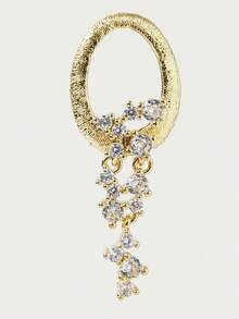 Glisma Anting-anting Premium Berlapis Emas 18K dengan Rumbai Air Terjun dan Batu Permata Geometris, Premium/Elegan/Berkelas, Musim Panas/Pantai/Pesta Prom/Pesta, Berlapis/Batu Permata - Yellow Gold - View 5