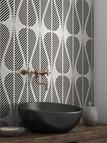 1PC Black White Diagonal Geometric Line Teardrop Pattern Self Adhesive Peel And Stick Removable Wallpaper Sticker For Cabinet Countertop Bedroom Kitchen Wall Decoration Living Room Furniture Wardrobe Door Surface Covering - multicolor - View 4