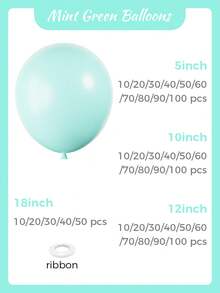 MINKOJA 5/10/12/18 Inch Multi-Color Latex Helium Round Balloons, Great For Birthday Wedding Anniversary Bridal Shower Graduation Gender Reveal Baptism New Year Holiday Party Decorations - Mint Green - View 8
