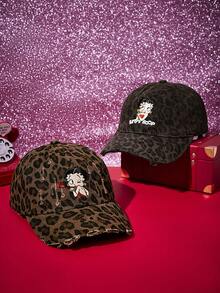Betty Boop X Joivida 1pc Printed Baseball Cap, Cartoon Print, Breathable Material, Easy Style And Match, Street Style Statement, For Men And Women, Perfect Everyday Item - Coffee - View 7
