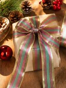 1.5 Inch Wired Edge Ribbon, 25 Yards Per Roll, Assorted Plaid Check Sheer Fabric Wired Ribbon, Multi‑Pattern Decorative Ribbon For Gift Wrapping, Bow Making, Christmas Holiday Home Decoration, DIY Craft Ornament Supplies - multicolor - View 2