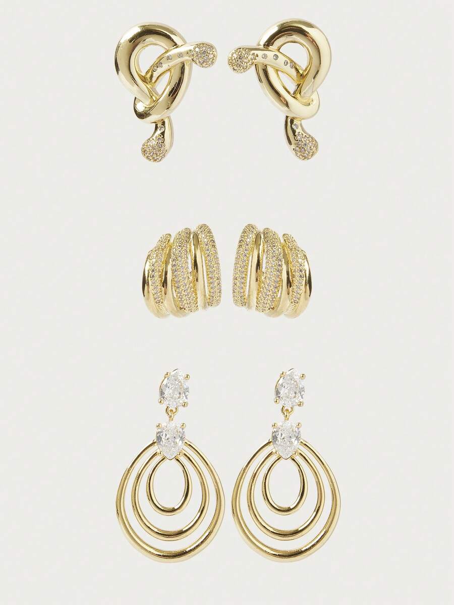 Glisma 18 Gold Earrings Light Luxury Niche Personalized Earrings - Gold - View 1