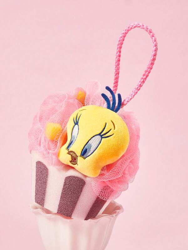 LOONEY TUNES X SHEIN 1pc Tweety Super Soft Foam Sponge, Fun Oversized Design With Hanging Rope, Suitable For Bathing (Sponge Color Random)