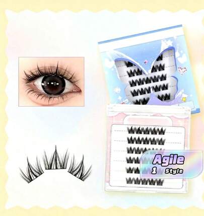 30 Fox-Style False Eyelash Clusters, Left And Right, For A Natural Eyelash Extension Look; Thick Individual Lashes; DIY Natural, Wild Makeup Look; Party Eyelash Clusters; Eyelash Clusters; Individual Lashes; False Eyelashes
