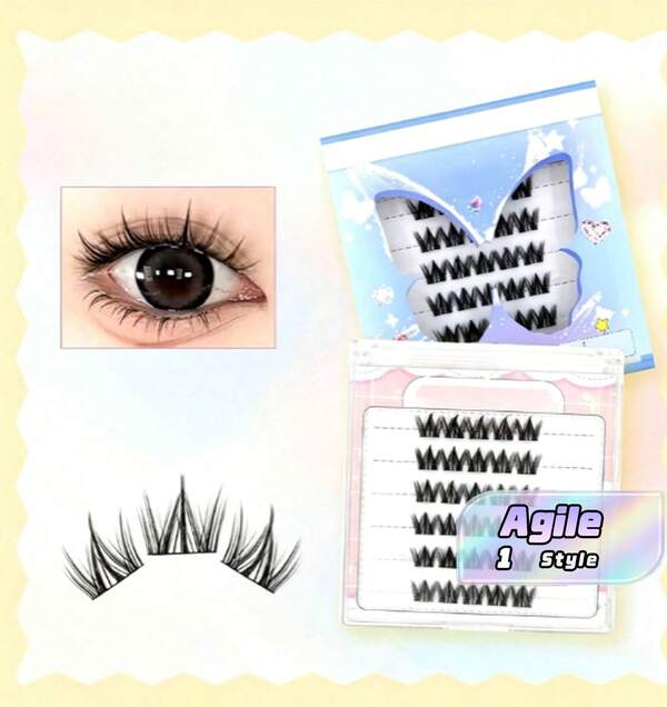 30 Fox-Style False Eyelash Clusters, Left And Right, For A Natural Eyelash Extension Look; Thick Individual Lashes; DIY Natural, Wild Makeup Look; Party Eyelash Clusters; Eyelash Clusters; Individual Lashes; False Eyelashes