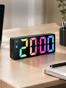 Teckwe LED Digital Electronic Clock Bedside Alarm Clock, 3-Level Adjustable Brightness, Mirror Alarm Clock With Temperature Display, Bedroom Clock, Room Decor, Home Decor. - one-size - View 3