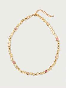 Glisma 18k Gold Plated Moon Gemstone Chain Necklace Bracelet - Yellow Gold - View 2