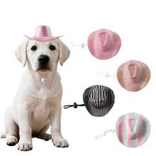 1Pc Pet Cowboy Hat, Western Cowboy Hat Pet Accessory, Sun‑Protection Hat For Cats & Dogs, Festival Photo Prop For Pet Outdoor Use - Multicolor - View 5