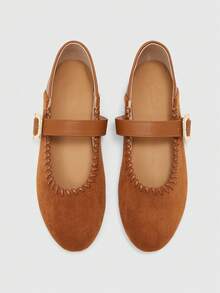 CUCCOO BIZCHIC Sepatu Flat Wanita Kasual dan Nyaman, Model Slip-On untuk Berpergian - kuning kecoklatan - View 2