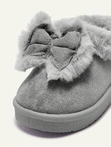Cozy Pixies Girls Bow Decoration Grey Fashion Warm Winter Slippers For Outdoor Leisure Activities And Daily Home Wear - Grey - View 6