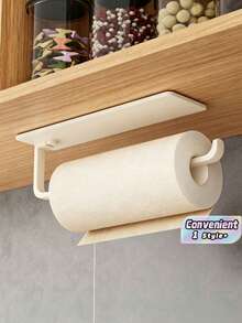 1PC UnderCabinet Paper Towel Holder Shelf SelfAdhesive WallMount Sturdy Plastic Rustproof SpaceSaving Vertical Rack EasyInstall Kitchen Bathroom Laundry Quick Access Strong Load Bearing Modern Essential - View 1