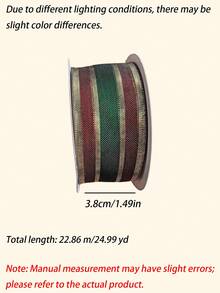 1.5 Inch Wired Edge Ribbon, 25 Yards Per Roll, Assorted Plaid Check Sheer Fabric Wired Ribbon, Multi‑Pattern Decorative Ribbon For Gift Wrapping, Bow Making, Christmas Holiday Home Decoration, DIY Craft Ornament Supplies - multicolor - View 3