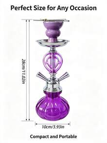 1Set Mini Glass Hookah Set, Single/Double Hose Shisha Pipe, Portable Smoking Water Pipe For Home Party Travel, No Electricity Needed, Lightweight Durable Glass, Multiple Colors Available - one-size - View 3