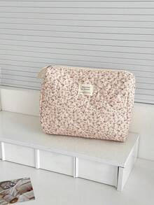 Found Favorite 1Pc/Set Floral Makeup Bags Corduroy Multifunctional Cosmetic Organizer Portable Cosmetics Storage Clutch With Zipper Closure For Cosmetics,Skin Care - Multicolor - View 3