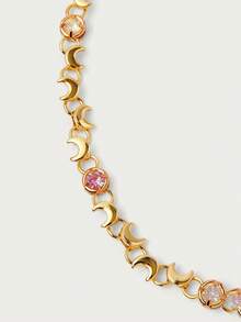 Glisma 18k Gold Plated Moon Gemstone Chain Necklace Bracelet - Yellow Gold - View 4