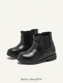 Cozy Pixies Autumn And Winter Fashion Versatile Fun Cute Comfortable Wear-Resistant Black Basic Girls Chelsea Boots Baby Boots - Black - View 2