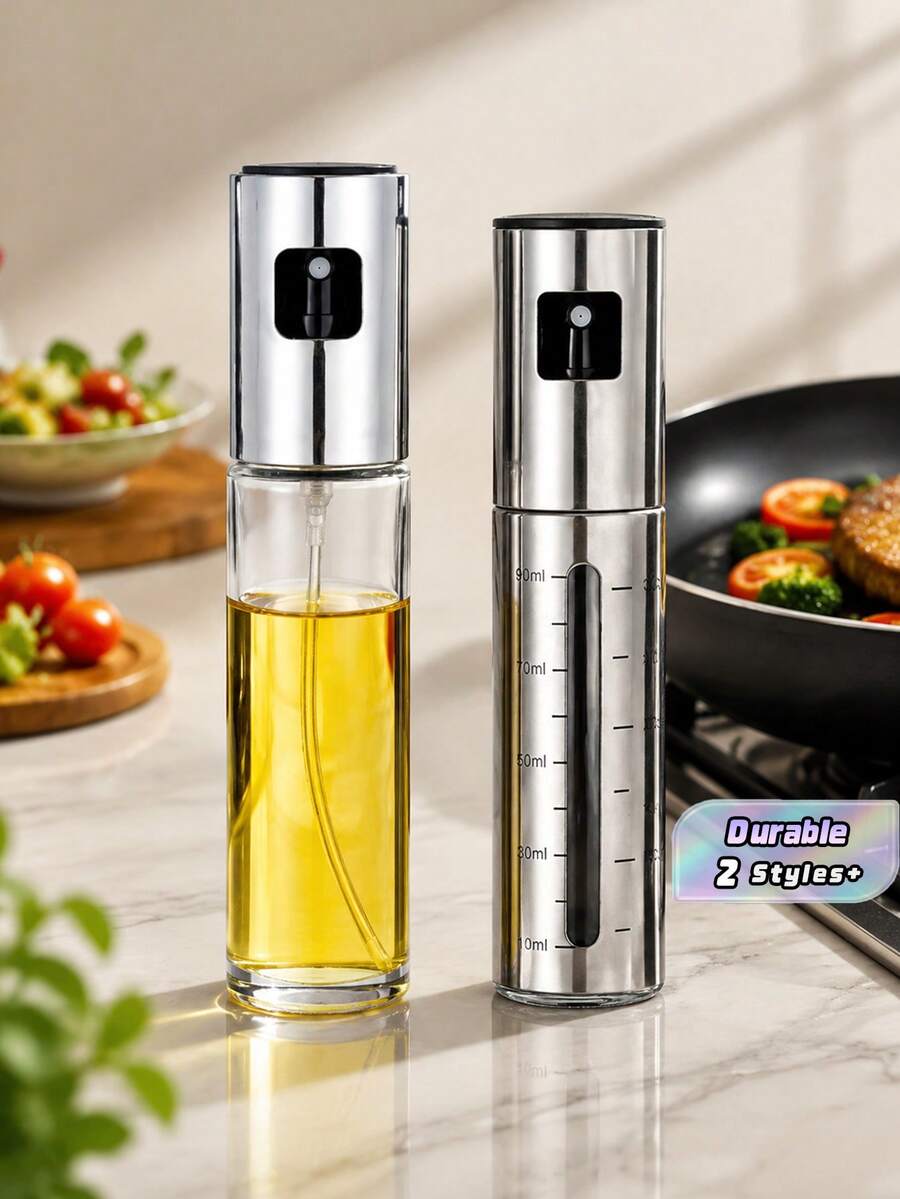 Stainless Steel Olive Oil Spray Bottle, Glass Sprayer Bottle For Cooking, Baking, Kitchen Condiment Dispenser, Leak-Proof Oil Sprayer For Cooking And Grilling, Kitchen Essential With Built-In Nozzle - Multicolor - View 1