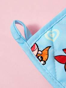 THE POWERPUFF GIRLS X SHEIN 1/2 Buah Set Alas Isolasi Dapur Motif Kartun Lucu, Alas Isolasi, Wajib Ada untuk Memanggang di Dapur, Mengisolasi Sumber Panas Secara Efektif, Tunggal/Kombinasi - Biru - View 3
