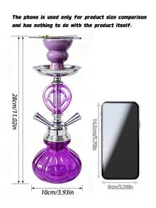 1Set Mini Glass Hookah Set, Single/Double Hose Shisha Pipe, Portable Smoking Water Pipe For Home Party Travel, No Electricity Needed, Lightweight Durable Glass, Multiple Colors Available - one-size - View 4