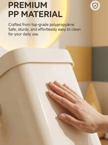 1Pc Cream Style Trash Can, Large Cute Cartoon Waste Bin, High Appearance Level Creative Garbage Bucket For Living Room Bedroom Kitchen Bathroom Household Storage - Multicolor - View 3