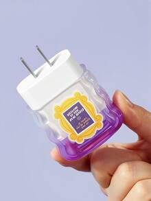 FRIENDS X SHEIN 5件組數據線保護套，適用於充電器，櫻桃印花圖案，充電器保護套（不含數據線） - 紫色 - 查看 5