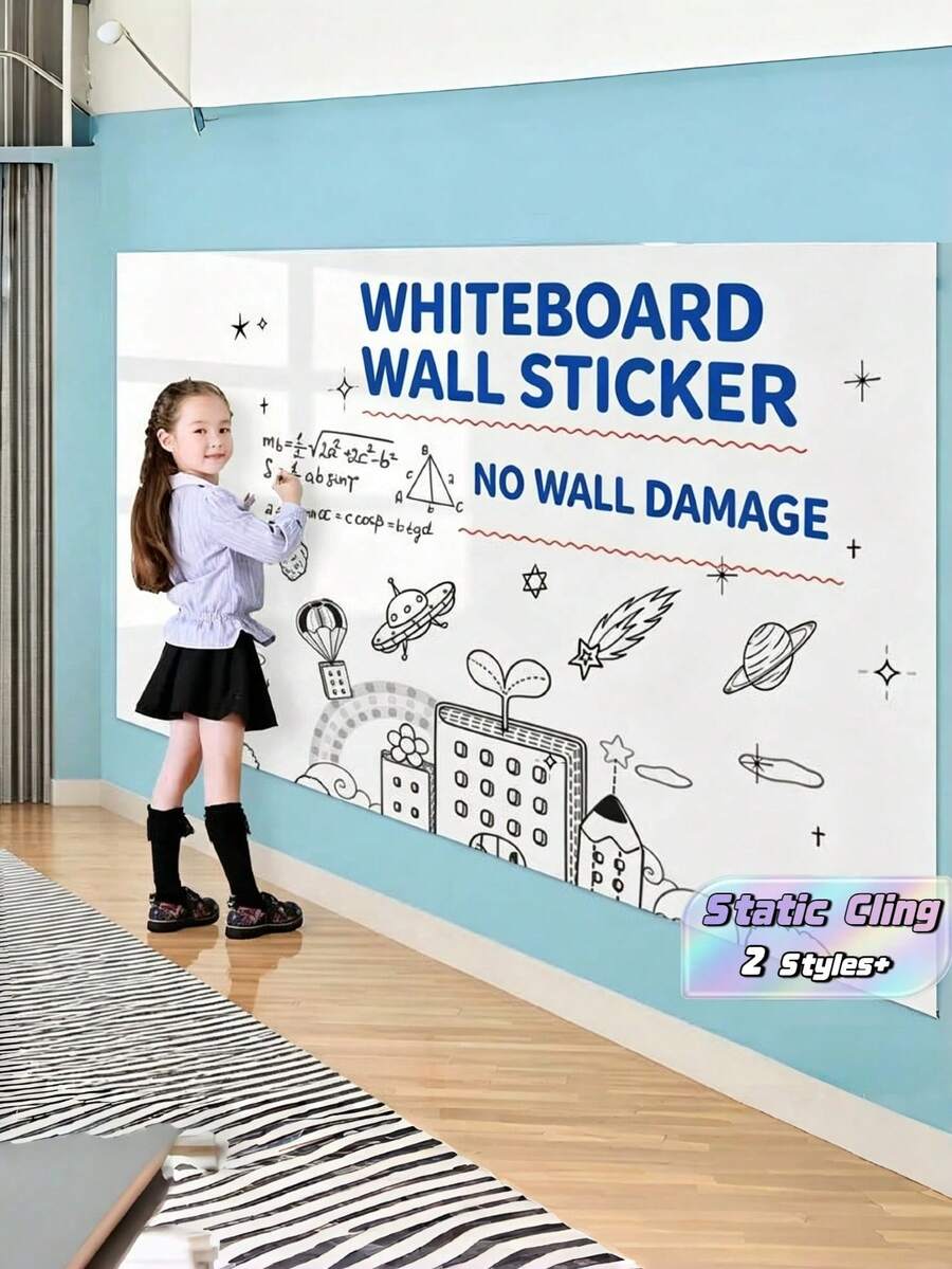1 RollStatic 2M/3M Cling|No Glue, Reusable,White Chalkboard Wall Sticker With Eraser, Office & Home Decor Memo Board, Back To School,Perfect For Kids DIY Handmade Projects.