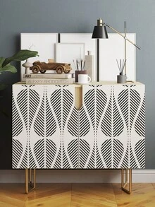 1PC Black White Diagonal Geometric Line Teardrop Pattern Self Adhesive Peel And Stick Removable Wallpaper Sticker For Cabinet Countertop Bedroom Kitchen Wall Decoration Living Room Furniture Wardrobe Door Surface Covering - multicolor - View 6