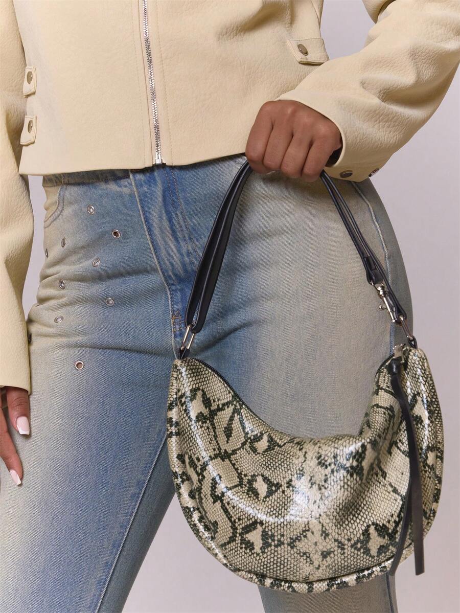 MUSERA Snake Print Bag Detail Festival Rave Ibiza Clubbing Streetwear Summer Fall Winter Python Pattern Zippered Purse Night Out Evening Clutch Retro Style - snake pattern - View 1